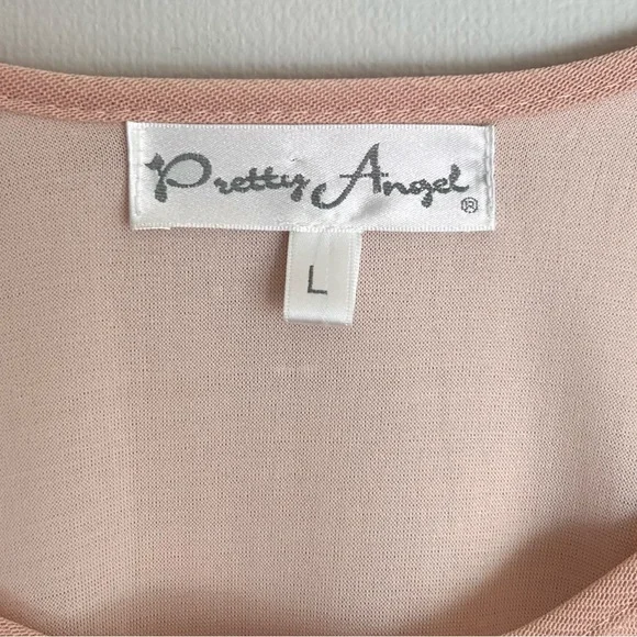 PRETTY ANGEL Silk Mesh Applique Beaded Slip Dress Fairy Coquette Angel Boho Sz L - Picture 2 of 16